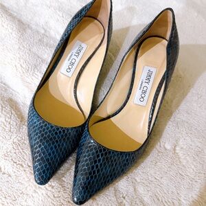 Jimmy Choo Snakeskin Blue Women's Shoes size 37.5